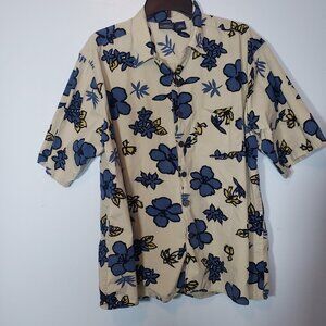 Sonoma Men’s Hawaiian Tropical Button Up Shirt L Short Sleeve Beach